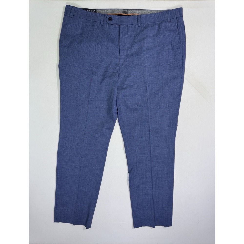 Jack Victor Riviera Flex Wool Traveler Pants Men's 42x30 Slacks Blue Houndstooth